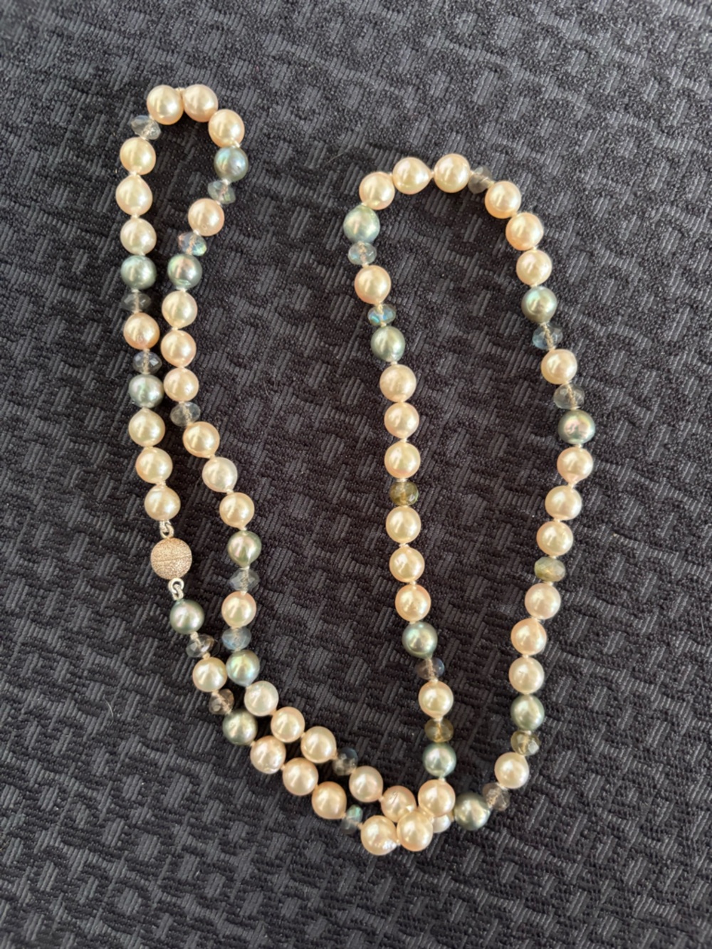 Natural Pearl Necklace Multicolored, Magnetic Sterling 925 Clasp 69 Pearls